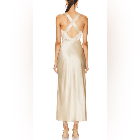 NEW KHAITE Milo Sleeveless Silk Midi-Dress Sz 8 Ecru Champagne - Picture 3 of 14